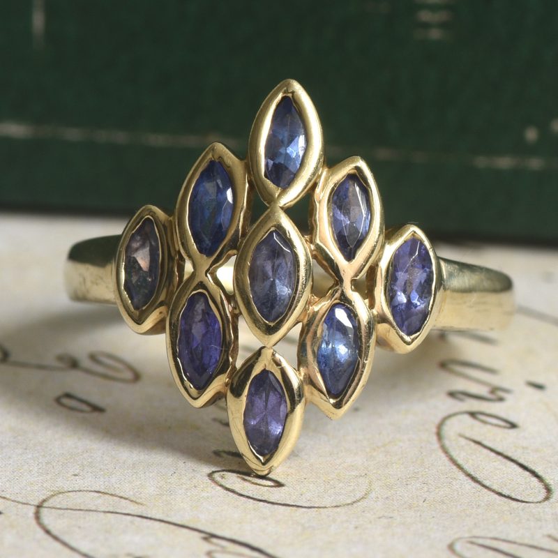 Vintage 9ct Gold Tanzanite Ring Marquise Violet December Birthstone Ladies