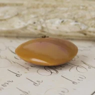 Antique Yellow Jasper Heart Pendant Carved Stone Charm Puffy Drop - Image 4