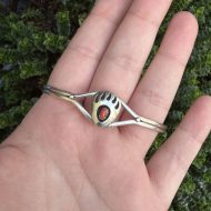 Vintage Silver Coral Bear Paw Cuff Southwestern Bangle - Image 2