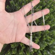 Sterling Silver Liquid Silver Amethyst Lariat Necklace, Southwestern Tassel - Image 2