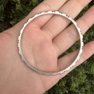 Silver Bangle Beaded Pattern Solid Slip On Bracelet Stacking Boho Studded Heavy - Image 7