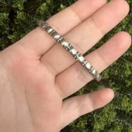 Silver Bangle Beaded Pattern Solid Slip On Bracelet Stacking Boho Studded Heavy - Image 2