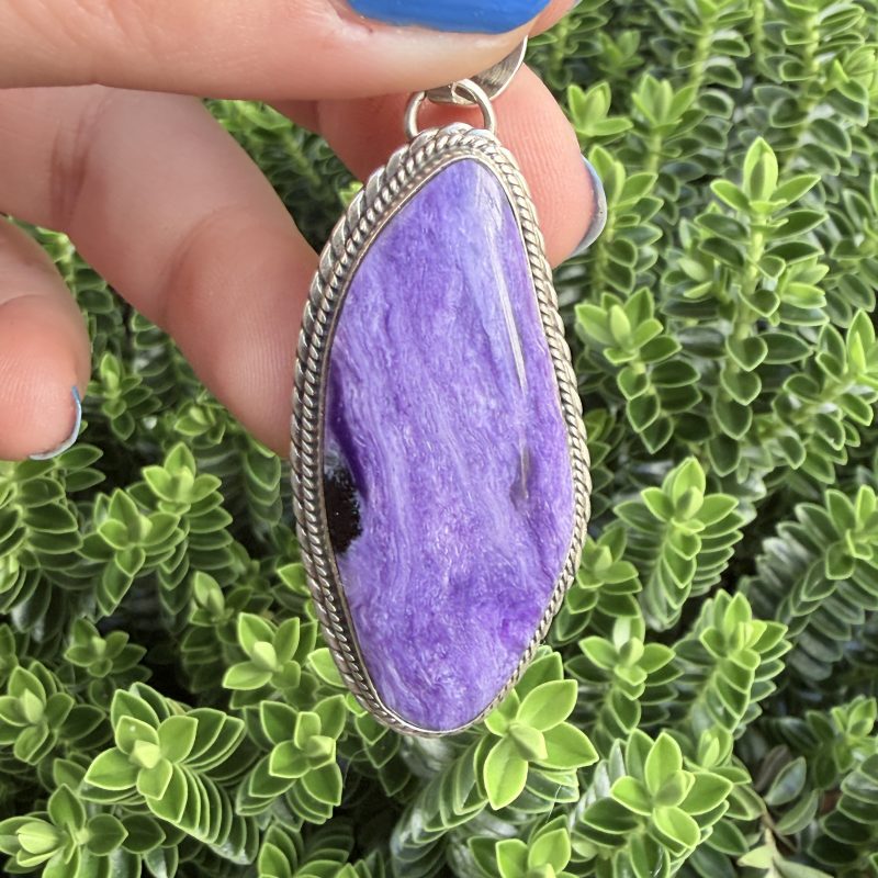 Vintage Sterling Silver Charoite Pendant Navajo Suzie Lee
