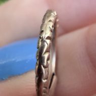 Antique 9ct Gold Split Ring Engraved Bolt Ring Connector Fob Chain Component Charm - Image 11