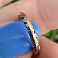 Antique 9ct Gold Split Ring Engraved Bolt Ring Connector Fob Chain Component Charm - Image 12