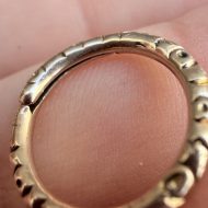 Antique 9ct Gold Split Ring Engraved Bolt Ring Connector Fob Chain Component Charm - Image 13