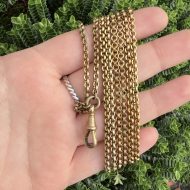 Antique Gilt Long Guard Chain Muff Chain Dog Clip Link Necklace