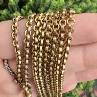 Antique Gilt Long Guard Chain Muff Chain Dog Clip Link Necklace 53.5" - Image 11