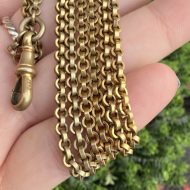 Antique Gilt Long Guard Chain Muff Chain Dog Clip Link Necklace 53.5" - Image 12