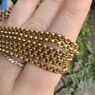 Antique Gilt Long Guard Chain Muff Chain Dog Clip Link Necklace 53.5" - Image 3