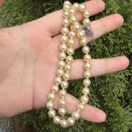 Vintage Silver Faux Pearl Necklace Choker Champagne - Image 2