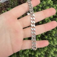 Sterling Silver Flat Curb Chain Bracelet 925 11.5" 30g, photo 13