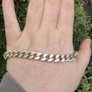 Sterling Silver Flat Curb Chain Bracelet 925 11.5" 30g, photo 17