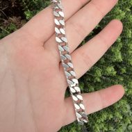 Sterling Silver Flat Curb Chain Bracelet 925 11.5" 30g, photo 2