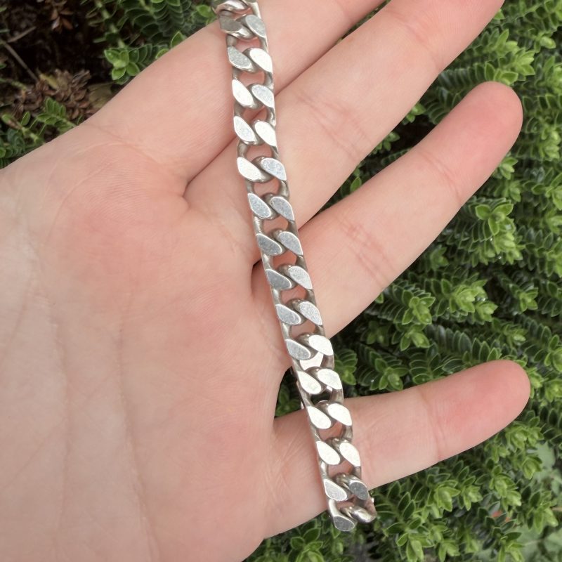 Sterling Silver Flat Curb Chain Bracelet 925 11.5" 30g, photo 2