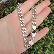 Sterling Silver Flat Curb Chain Bracelet 925 11.5" 30g, photo 15