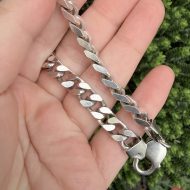 Sterling Silver Flat Curb Chain Bracelet 925 11.5" 30g, photo 16