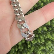 Sterling Silver Flat Curb Chain Bracelet 925 11.5" 30g, photo 6
