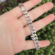 Sterling Silver Flat Curb Chain Bracelet 925 11.5" 30g, photo 12