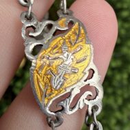 Vintage Siam Sterling Silver 925 Yellow Enamel Bracelet Nielloware Thai Dancer, photo 13