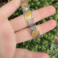 Vintage Siam Sterling Silver 925 Yellow Enamel Bracelet Nielloware Thai Dancer, photo 7