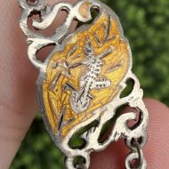 Vintage Siam Sterling Silver 925 Yellow Enamel Bracelet Nielloware Thai Dancer, photo 14