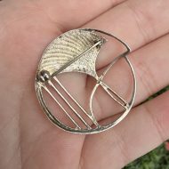 Vintage Sterling Silver Scottish Enamel Brooch Blue Modernist, photo 7