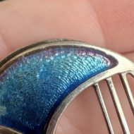 Vintage Sterling Silver Scottish Enamel Brooch Blue Modernist, photo 5