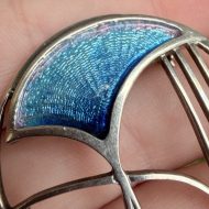 Vintage Sterling Silver Scottish Enamel Brooch Blue Modernist, photo 4