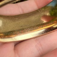 Vintage Wide Rolled Gold Bangle Chunky 1950s Engraved Floral, photo 11