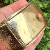 Vintage Wide Rolled Gold Bangle Chunky 1950s Engraved Floral, photo 9
