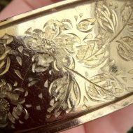 Vintage Wide Rolled Gold Bangle Chunky 1950s Engraved Floral, photo 4