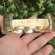 Vintage Wide Rolled Gold Bangle Chunky 1950s Engraved Floral, photo 15
