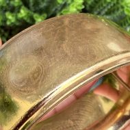 Vintage Wide Rolled Gold Bangle Chunky 1950s Engraved Floral, photo 8