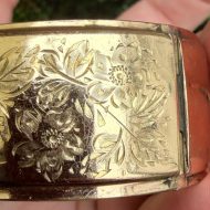 Vintage Wide Rolled Gold Bangle Chunky 1950s Engraved Floral, photo 5