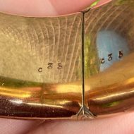 Vintage Wide Rolled Gold Bangle Chunky 1950s Engraved Floral, photo 13